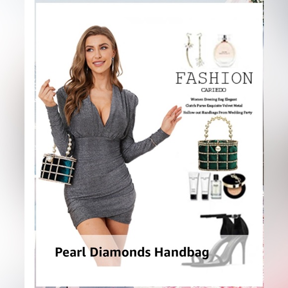 Elegant Pearl-Embellished Green Handbag 💚💚 - Picture 7 of 15